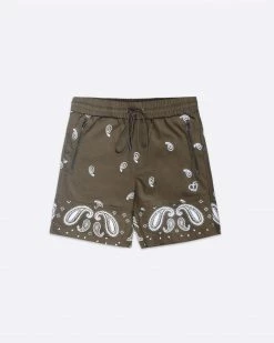 EPTM. EPTM X PASCAL VINTAGE PAISLEY SHORTS-OLIVE NEW ARRIVALS