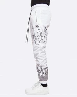 EPTM. EPTM FLAME WINDBREAKER PANTS-WHITE