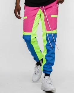 EPTM. EPTM COLOR BLOCK WINDBREAKER PANTS-PINK/BLUE