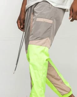 EPTM. EPTM COLOR BLOCK WINDBREAKER PANTS-GREY/NEON YELLOW