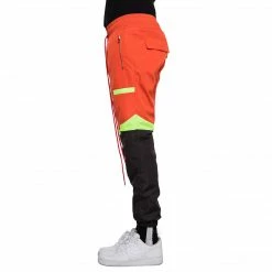 EPTM. EPTM COLOR BLOCK WINDBREAKER PANTS-ORANGE/BLACK