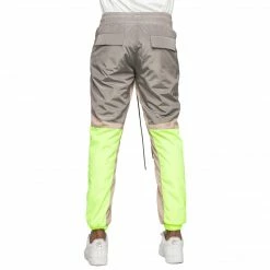 EPTM. EPTM COLOR BLOCK WINDBREAKER PANTS-GREY/NEON YELLOW