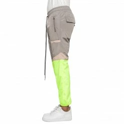 EPTM. EPTM COLOR BLOCK WINDBREAKER PANTS-GREY/NEON YELLOW