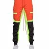 EPTM. EPTM COLOR BLOCK WINDBREAKER PANTS-ORANGE/BLACK