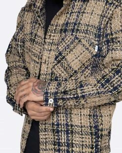 EPTM. EPTM HEAVY FLANNEL SHIRT-KHAKI/NAVY SHIRTS