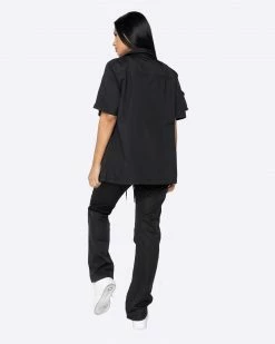 EPTM. EPTM WOMEN SNAP BUTTON SHIRT-BLACK