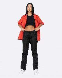 EPTM. EPTM WOMEN SNAP BUTTON SHIRT-RED TOPS