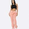 EPTM. EPTM WOMEN FRENCH TERRY FLARE PANTS-DARK PINK BOTTOMS