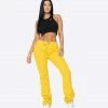 EPTM. EPTM WOMEN FRENCH TERRY FLARE PANTS-MUSTARD BOTTOMS