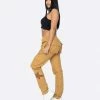 EPTM. EPTM WOMEN STARDOM CARGO PANTS-KHAKI BOTTOMS