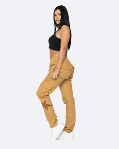 EPTM. EPTM WOMEN STARDOM CARGO PANTS-KHAKI BOTTOMS