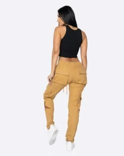 EPTM. EPTM WOMEN STARDOM CARGO PANTS-KHAKI BOTTOMS