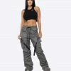 EPTM. BOTTOMS EPTM WOMEN DAVE EAST STRAP STACKED FLARE PANTS - CHARCOAL
