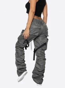 EPTM. BOTTOMS EPTM WOMEN DAVE EAST STRAP STACKED FLARE PANTS - CHARCOAL 8 EPTM. BOTTOMS EPTM WOMEN DAVE EAST STRAP STACKED FLARE PANTS - CHARCOAL