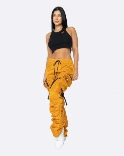 EPTM. EPTM WOMEN DAVE EAST STRAP STACKED FLARE PANTS - MUSTARD BOTTOMS