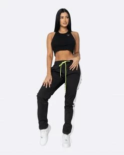 EPTM. EPTM WOMEN NYLON BASIC TRACK PANTS- BLACK/WHITE BOTTOMS