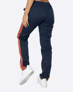 EPTM. BOTTOMS EPTM WOMEN NYLON BASIC TRACK PANTS-NAVY/RUST