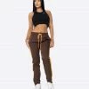 EPTM. EPTM WOMEN NYLON BASIC TRACK PANTS-BROWN/MUSTARD