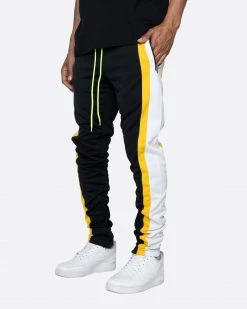 EPTM. EPTM TRIO TRACK PANTS- BLACK/YELLOW/OFF WHITE