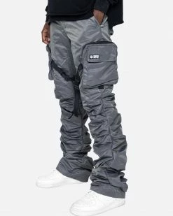 EPTM. DAVE EAST STRAP STACKED FLARE PANTS - CHARCOAL CARGOS