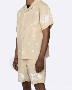 EPTM. EPTM X PASCAL VINTAGE PAISLEY SHIRT-KHAKI