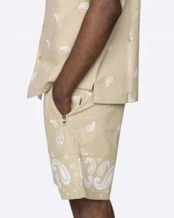 EPTM. EPTM X PASCAL VINTAGE PAISLEY SHORTS-KHAKI NEW ARRIVALS