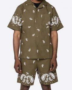 EPTM. EPTM X PASCAL VINTAGE PAISLEY SHORTS-OLIVE NEW ARRIVALS