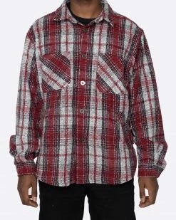EPTM. EPTM SLIT FLANNEL SHIRT- DEC. RED