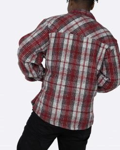 EPTM. EPTM SLIT FLANNEL SHIRT- DEC. RED