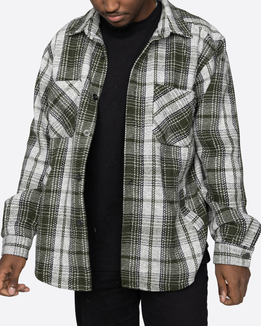 EPTM. EPTM SLIT FLANNEL SHIRT-DEC. OLIVE 2 EPTM. EPTM SLIT FLANNEL SHIRT-DEC. OLIVE