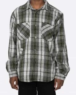 EPTM. EPTM SLIT FLANNEL SHIRT-DEC. OLIVE 7 EPTM. EPTM SLIT FLANNEL SHIRT-DEC. OLIVE