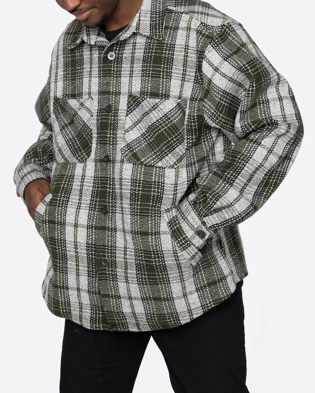 EPTM. EPTM SLIT FLANNEL SHIRT-DEC. OLIVE 1 EPTM. EPTM SLIT FLANNEL SHIRT-DEC. OLIVE