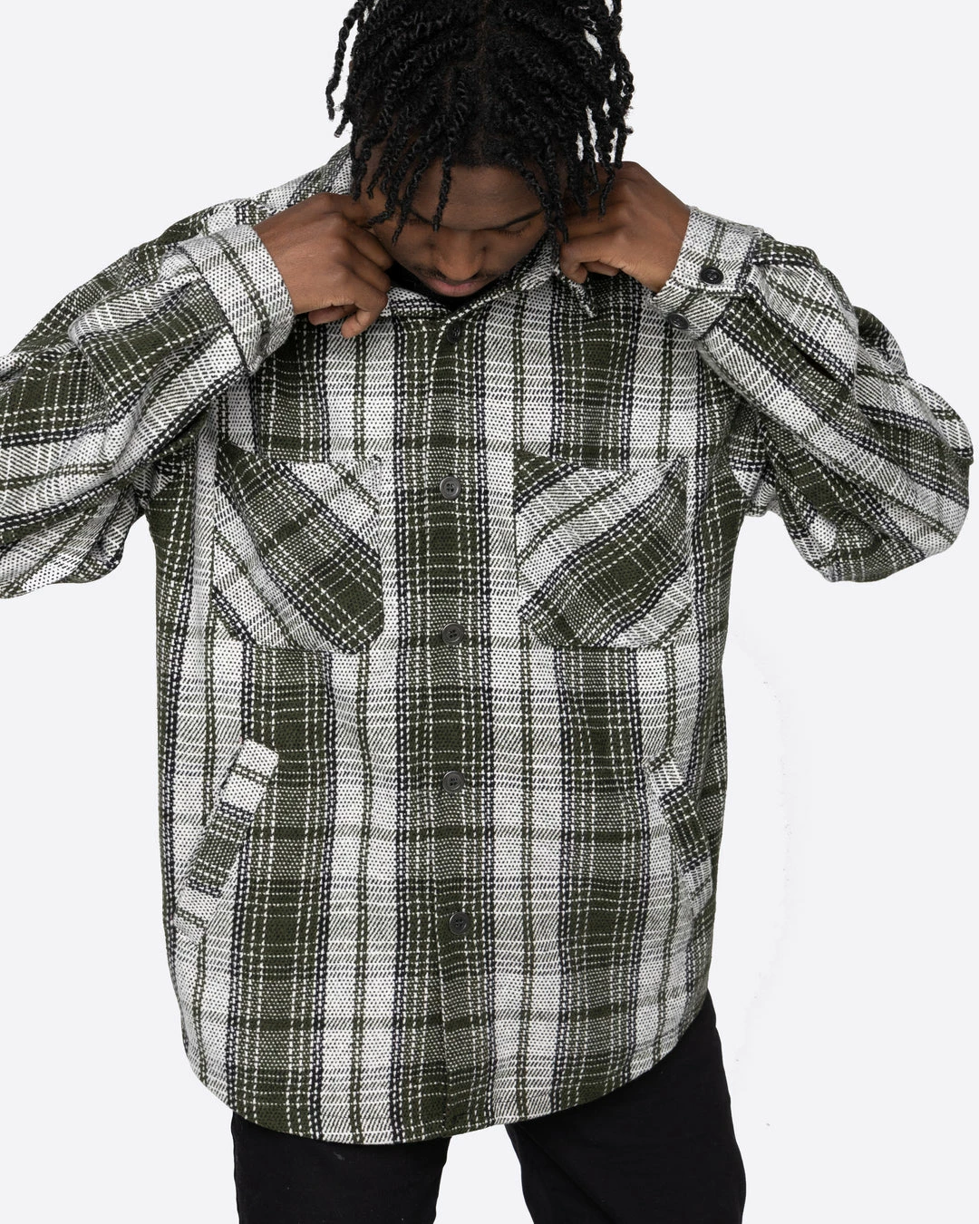 EPTM. EPTM SLIT FLANNEL SHIRT-DEC. OLIVE 4 EPTM. EPTM SLIT FLANNEL SHIRT-DEC. OLIVE