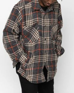 EPTM. SHIRTS EPTM SLIT FLANNEL SHIRT-PLAID GREY