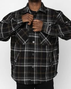 EPTM. EPTM SLIT FLANNEL SHIRT-MOCHA BLACK SHIRTS 8 EPTM. EPTM SLIT FLANNEL SHIRT-MOCHA BLACK SHIRTS