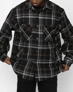 EPTM. EPTM SLIT FLANNEL SHIRT-MOCHA BLACK SHIRTS 10 EPTM. EPTM SLIT FLANNEL SHIRT-MOCHA BLACK SHIRTS