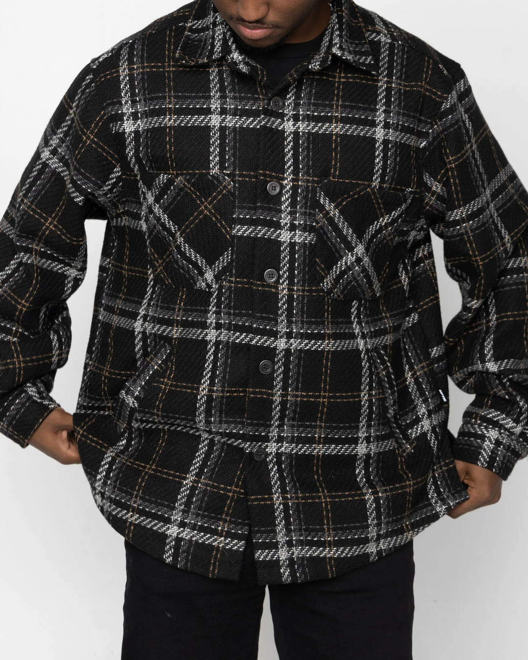 EPTM. EPTM SLIT FLANNEL SHIRT-MOCHA BLACK SHIRTS 5 EPTM. EPTM SLIT FLANNEL SHIRT-MOCHA BLACK SHIRTS