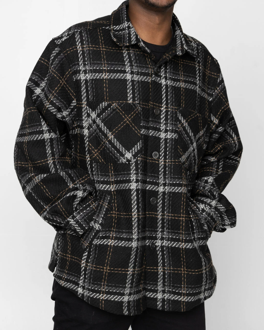 EPTM. EPTM SLIT FLANNEL SHIRT-MOCHA BLACK SHIRTS 4 EPTM. EPTM SLIT FLANNEL SHIRT-MOCHA BLACK SHIRTS