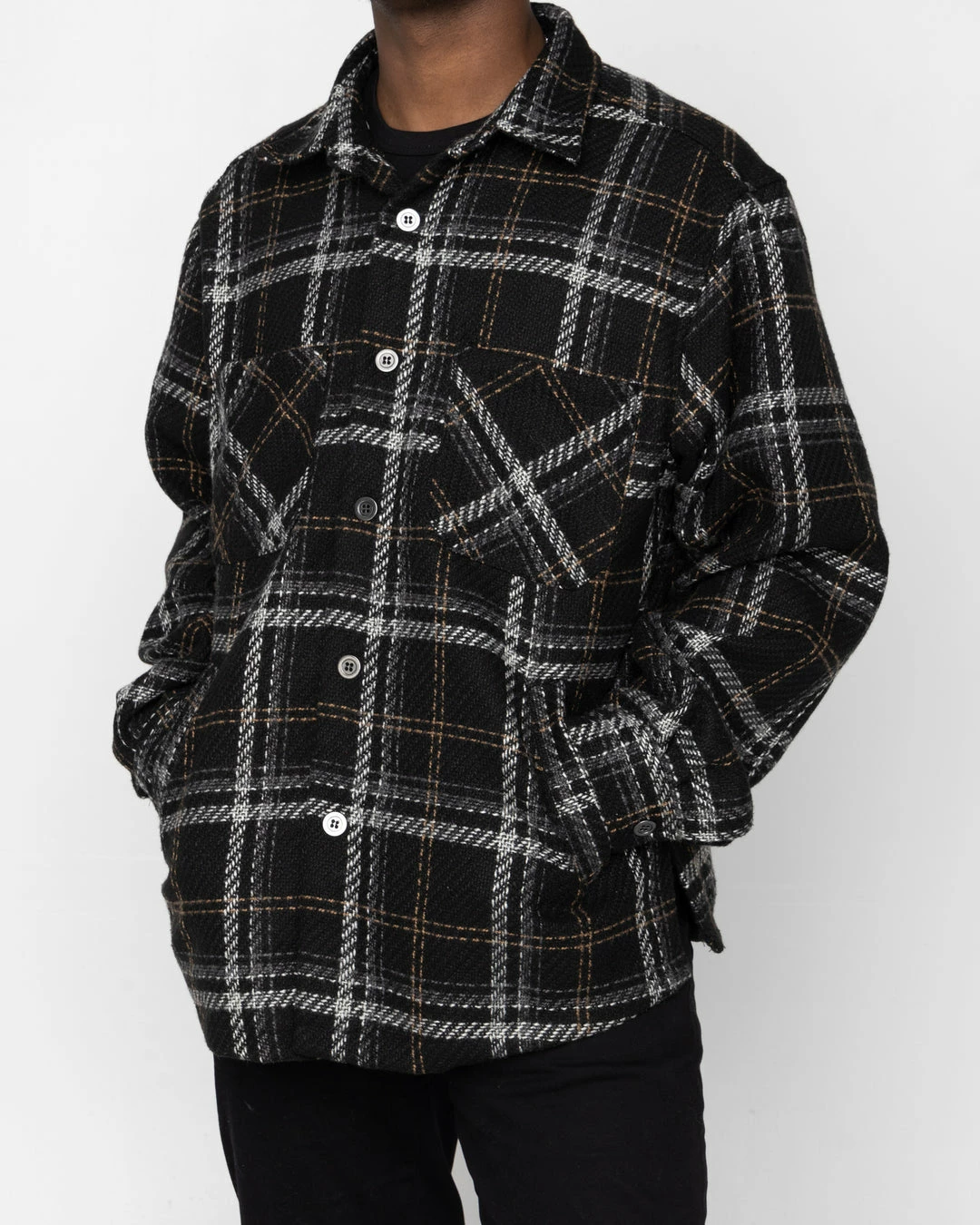 EPTM. EPTM SLIT FLANNEL SHIRT-MOCHA BLACK SHIRTS 1 EPTM. EPTM SLIT FLANNEL SHIRT-MOCHA BLACK SHIRTS