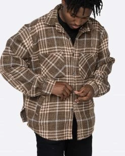 EPTM. EPTM SLIT FLANNEL SHIRT- PLAID BROWN SHIRTS