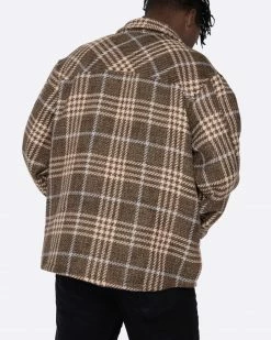 EPTM. EPTM SLIT FLANNEL SHIRT- PLAID BROWN SHIRTS