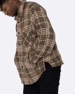 EPTM. EPTM SLIT FLANNEL SHIRT- PLAID BROWN SHIRTS
