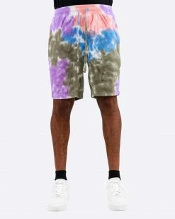 EPTM. EPTM TIE DYE SHORTS-OLIVE/PINK/PURPLE