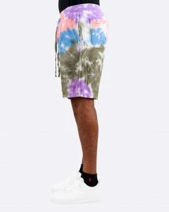 EPTM. EPTM TIE DYE SHORTS-OLIVE/PINK/PURPLE