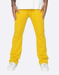 EPTM. EPTM FRENCH TERRY FLARE PANTS-MUSTARD