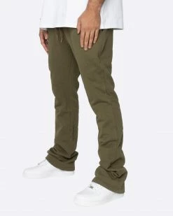 EPTM. EPTM FRENCH TERRY FLARE PANTS-OLIVE SWEATS