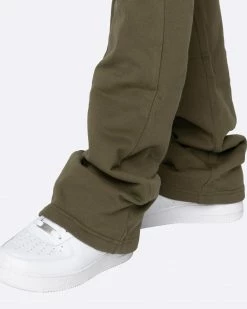 EPTM. EPTM FRENCH TERRY FLARE PANTS-OLIVE SWEATS