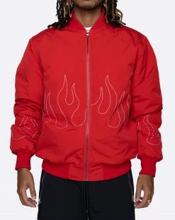 EPTM. EPTM FLAME STITCH BOMBER JACKET-RED JACKETS