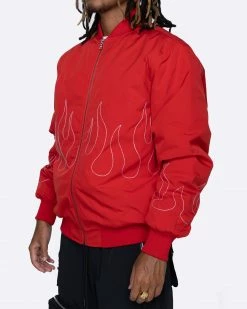 EPTM. EPTM FLAME STITCH BOMBER JACKET-RED JACKETS