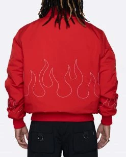 EPTM. EPTM FLAME STITCH BOMBER JACKET-RED JACKETS